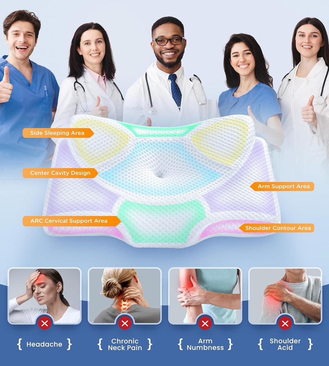 Cervical Memory Foam Butterfly Neck Pain Pillow CozyRest Ergonomic
