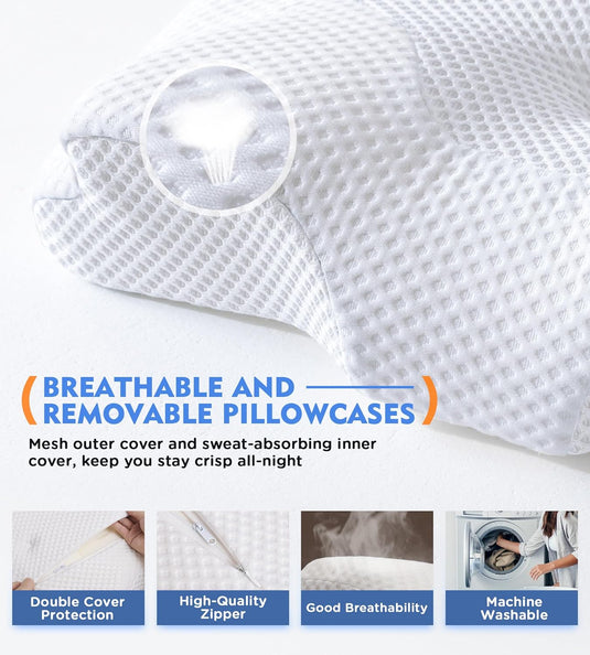 Cervical Memory Foam Butterfly Neck Pain Pillow CozyRest Ergonomic ...