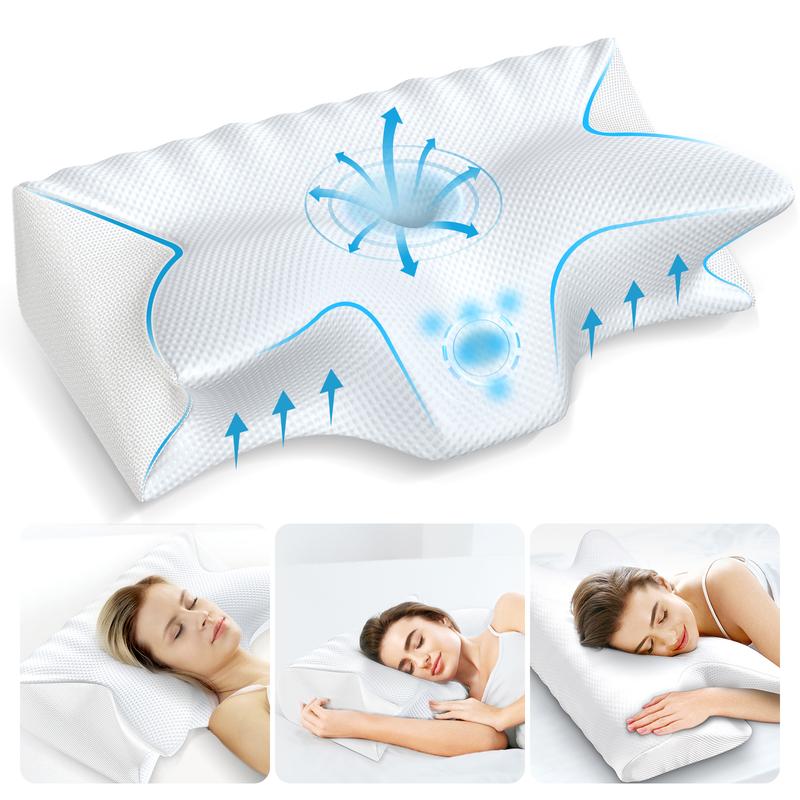 Cervical Memory Foam Butterfly Neck Pain Pillow CozyRest Ergonomic ...