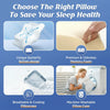 Choose The Right Pillow To Save Your Sleep Health: four panels for the CozyRest unique butterfly button design, premium and odorless memory foam, breathable and cooling pillowcase, and machine-washable pillow case