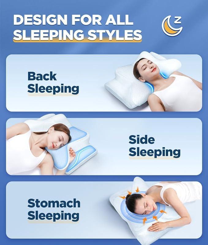 Cervical Memory Foam Butterfly Neck Pain Pillow CozyRest Ergonomic & Orthopedic The Pillow Home